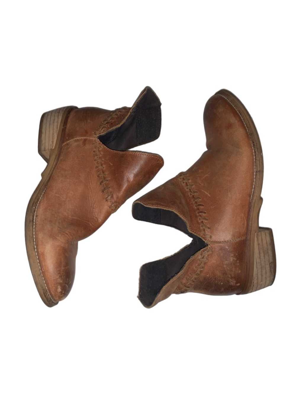 Women's Musse & Cloud Brown Leather Ankle Boots Booties US 6